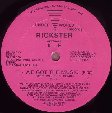 Rickster Presents KLE - We Got The Music Vinyl Vinly Record