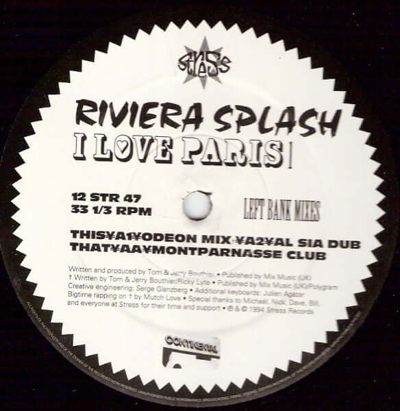 Riviera Splash - I Love Paris 1 (Left Bank Mixes) Vinyl