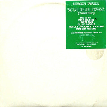 Robert Owens - Was I Here Before? (Remixes) Vinyl Vinly Record