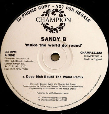Sandy B - Make The World Go Round (Only Sides C/D) Vinyl Vinly Record