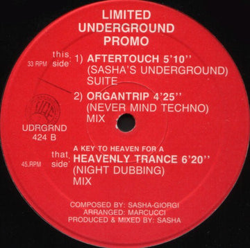 Sasha - A Key To Heaven For A Heavenly Trance Vinyl Vinly Record