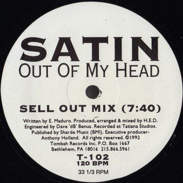 Satin - Out Of My Head Vinyl Vinly Record