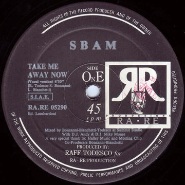 SBAM - Take Me Away Now Vinyl Vinly Record