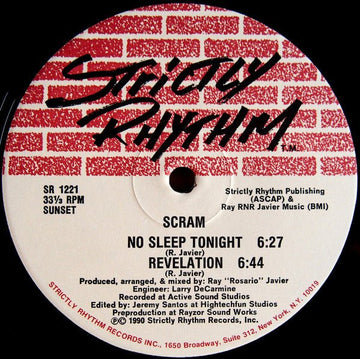 Scram - No Sleep Tonight / Revelation Vinyl Vinly Record