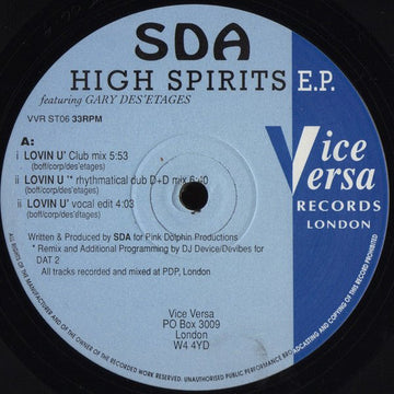 SDA - High Spirits E.P. Vinyl Vinly Record