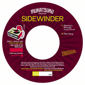 Sidewinder - Stanway's Revenge / Plain Song Vinyl Vinly Record
