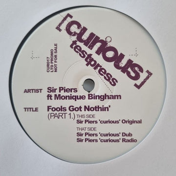 Sir Piers Ft. Monique Bingham - Fools Got Nothin' (Part 1) Vinyl Vinly Record