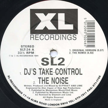 SL2 - DJ's Take Control / Way In My Brain Vinyl Vinly Record