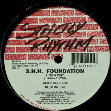 S.N.H. Foundation - Find A Way Vinyl Vinly Record