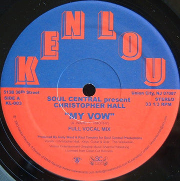 Soul Central Present Christopher Hall - My Vow Vinyl Vinly Record