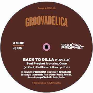 Soul Prophet feat Omar - Back To Dilla Vinyl Vinly Record