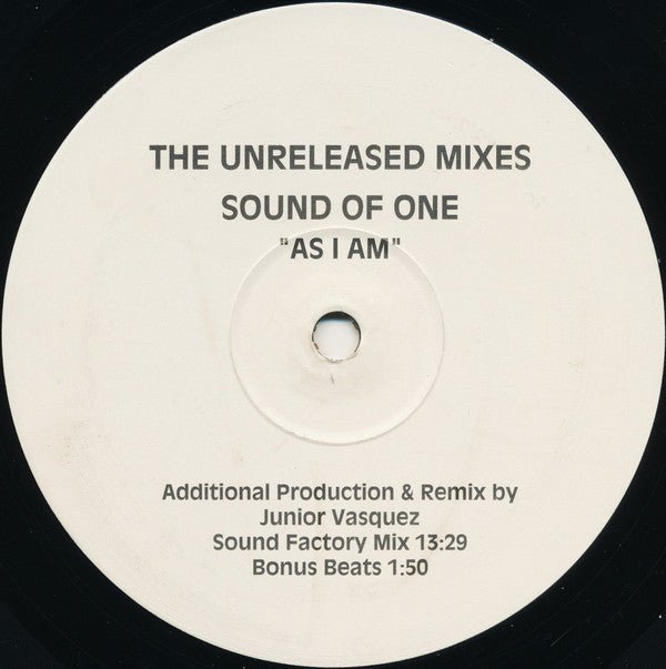 Sound Of One - As I Am (The Unreleased Mixes) Vinyl