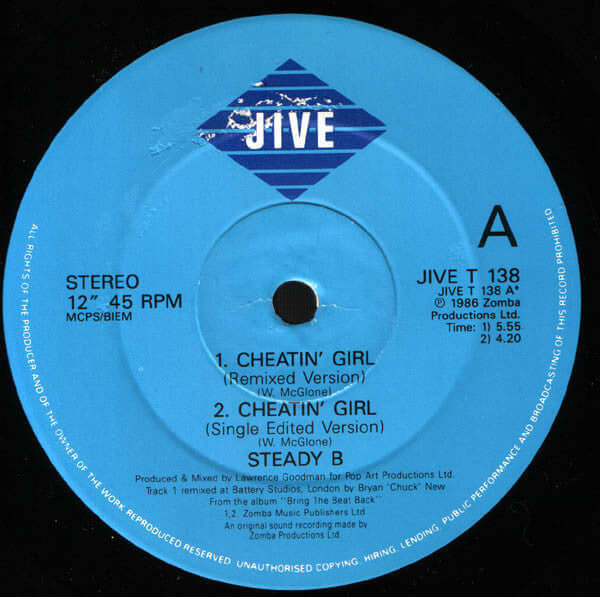 Steady B - Cheatin' Girl / Bring The Beat Back Vinyl