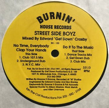 Street Side Boyz - No Time, Everybody Clap Your Hands Vinyl Vinly Record