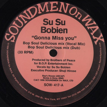 Su Su Bobien - Gonna Miss You Vinyl Vinly Record