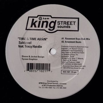 Sublevel Feat. Tracy Hamlin - Time & Time Again Vinyl Vinly Record