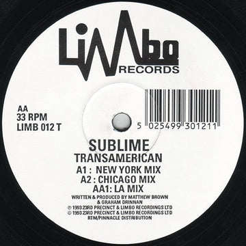 Sublime - Transamerican Vinyl Vinly Record