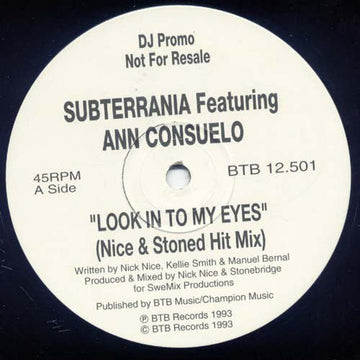 Subterrania Featuring Ann Consuelo - Look Into My Eyes Vinyl Vinly Record