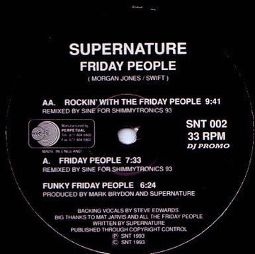 Supernature - Friday People Vinyl Vinly Record