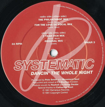 Systematic - Dancin' The Whole Night Vinyl Vinly Record