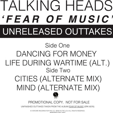 Talking Heads - Fear Of Music - Unreleased Outakes Vinyl Vinly Record