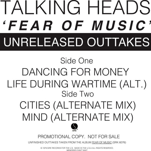 Talking Heads - Fear Of Music - Unreleased Outakes Vinyl - Vinyl Record