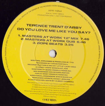 Terence Trent D'Arby - Do You Love Me Like You Say? Vinyl Vinly Record
