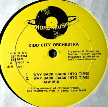 The Kidd City Orchestra - Way Back (Back Into Time) / Black Rain Vinyl Vinly Record