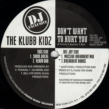 The Klubb Kidz - Don't Want To Hurt You Vinyl Vinly Record