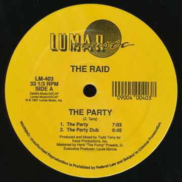 The Raid - The Party / Jump Up In The Air Vinyl Vinly Record