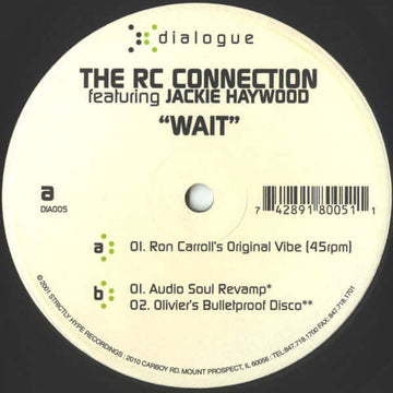 The RC Connection Featuring Jackie Haywood - Wait Vinyl Vinly Record