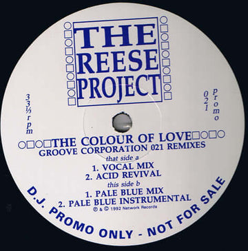 The Reese Project - The Colour Of Love (Groove Corporation 021 Remixes) Vinyl Vinly Record