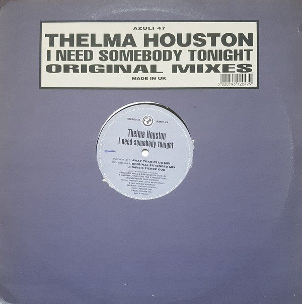 Thelma Houston - I Need Somebody Tonight (Original Mixes) Vinyl