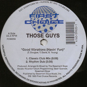 Those Guys - Good Vibrations (Havin' Fun) Vinyl Vinly Record