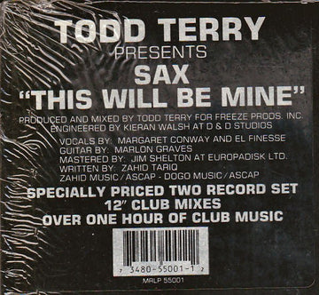 Todd Terry Presents Sax - This Will Be Mine Vinyl Vinly Record