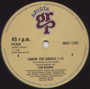 Tom Browne - Funkin' For Jamaica Vinyl Vinly Record