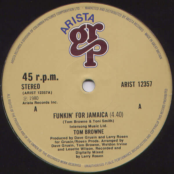 Tom Browne - Funkin' For Jamaica Vinyl