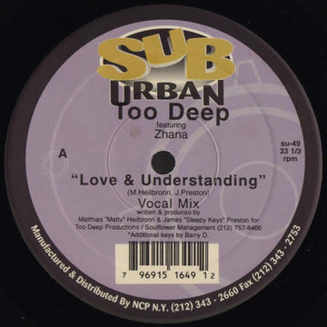 Too Deep Featuring Zhana* - Love & Understanding (The Remixes) Vinyl Vinly Record