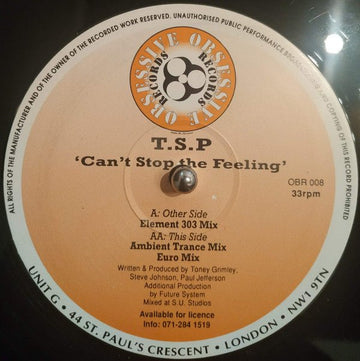 T.S.P. - Can't Stop The Feeling Vinyl Vinly Record