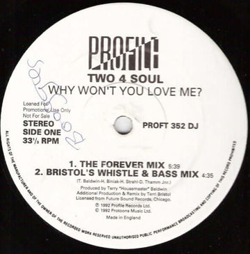 Two For Soul - Why Won't You Love Me? Vinyl Vinly Record