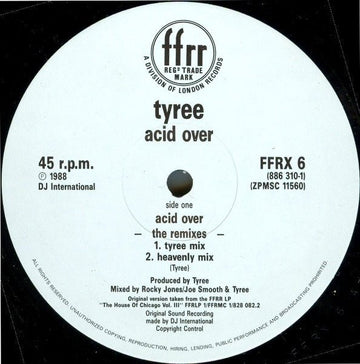 Tyree - Acid Over (The Remixes) Vinyl Vinly Record