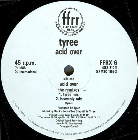 Tyree - Acid Over (The Remixes) Vinyl - Vinyl Record