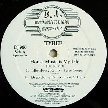 Tyree Cooper - House Music Is My Life (The Remix) Vinyl Vinly Record