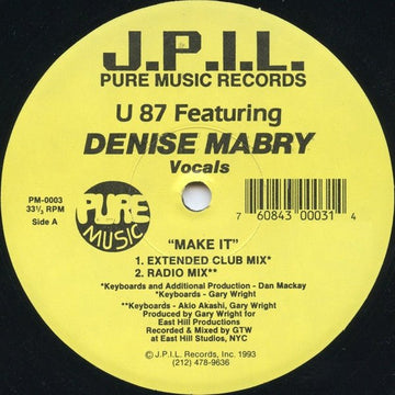 U 87 Featuring Denise Mabry - Make It Vinyl Vinly Record