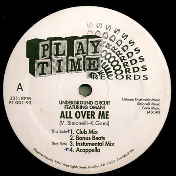 Underground Circuit Featuring Omani - All Over Me Vinyl Vinly Record