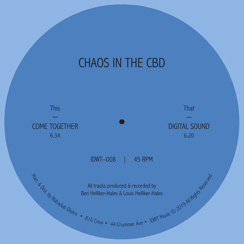 Chaos In The CBD - Come Together - Artists Chaos In The CBD Genre Deep House Release Date 2 Jun 2023 Cat No. IDWT008 Format 12" Vinyl - In Dust We Trust - In Dust We Trust - In Dust We Trust - In Dust We Trust - Vinyl Record
