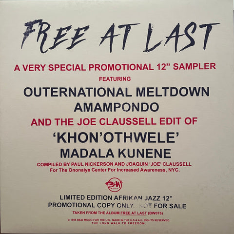 V/A - Free At Last 12" Sampler w/ Joe Clausell Edit - Vinyl Record