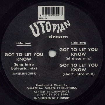Utopian Dream - Got To Let You Know Vinyl Vinly Record