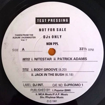 Various - Jackmaster 1 - Test Pressing Vinyl Vinly Record