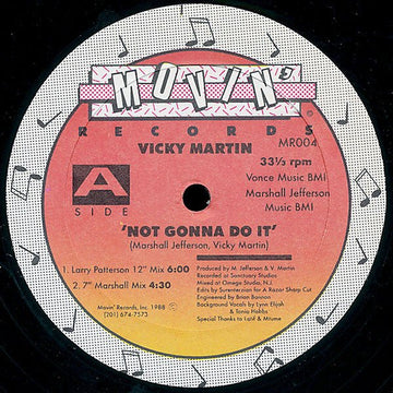 Vicky Martin - Not Gonna Do It Vinyl Vinly Record